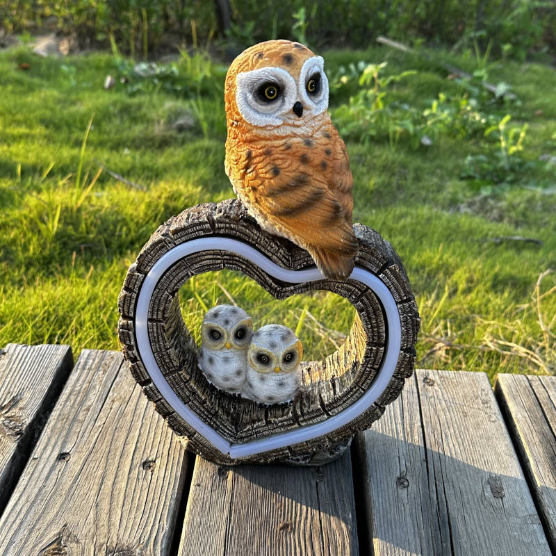 Luminária Solar Coruja e Filhotes